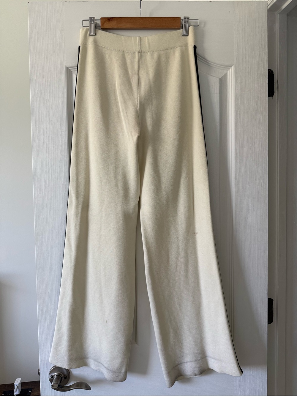 ATIK Cream Black Contrast Knit Vest Wide Leg Pants Set S - Picture 6 of 9